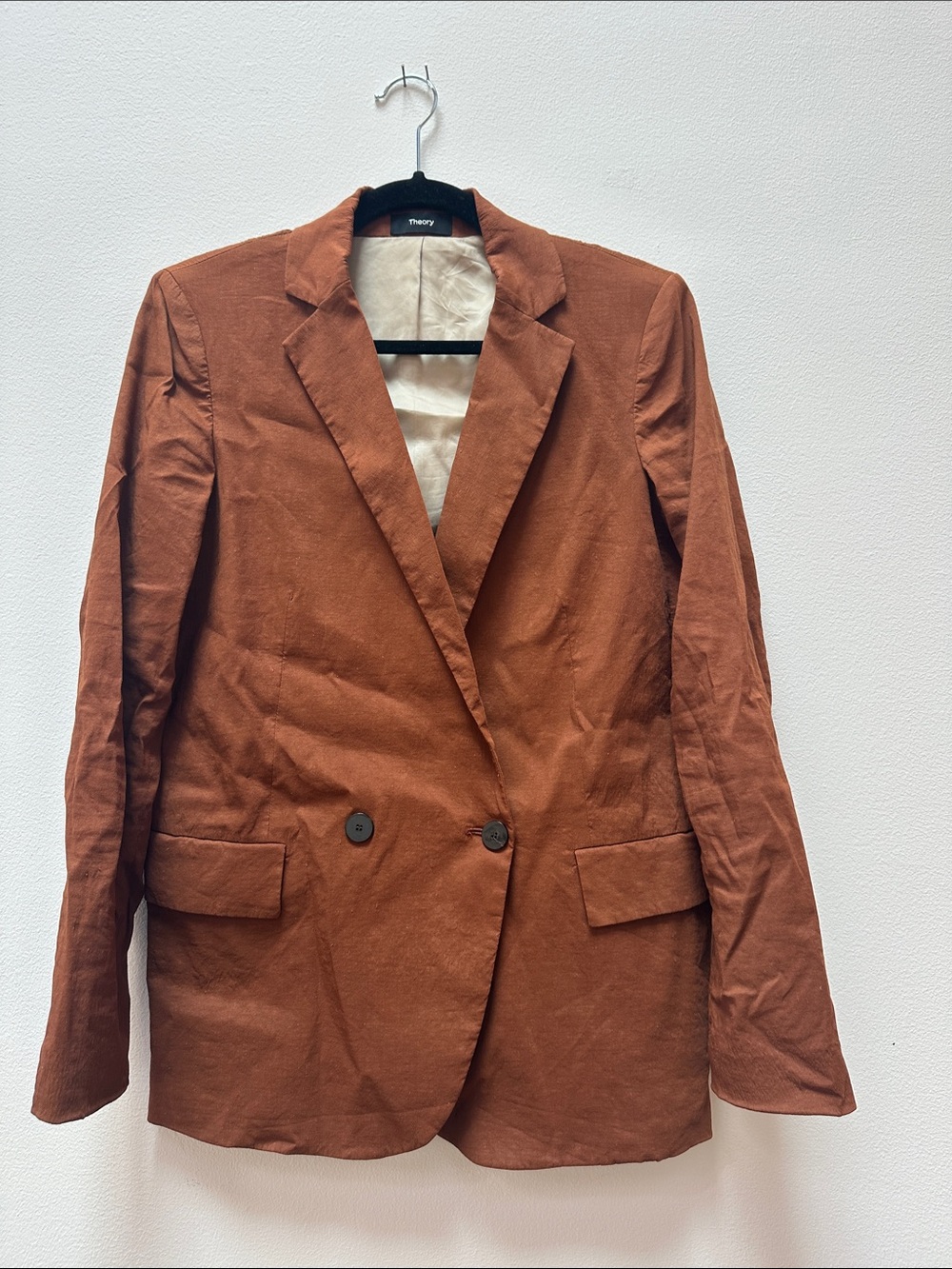 Theory Rust Brown Double-Breasted Blazer Jacket